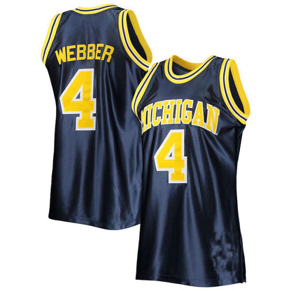 M.Wolverines #4 Chris Webber Mitchell & Ness 1991-92 Authentic Throwback Navy Stitched American College Jerseys - Main View