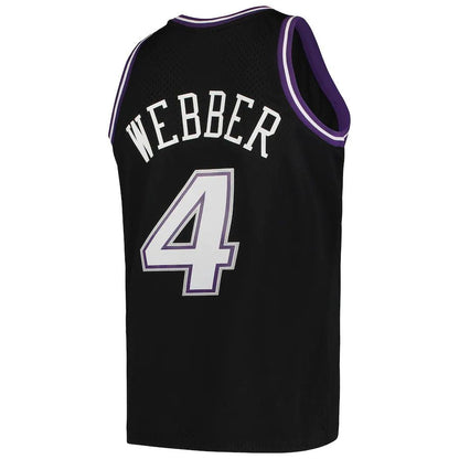 S.Kings #4 Chris Webber Mitchell & Ness Big & Tall 2000-01 Hardwood Classics Swingman Jersey Black Stitched American Basketball Jersey - Main View
