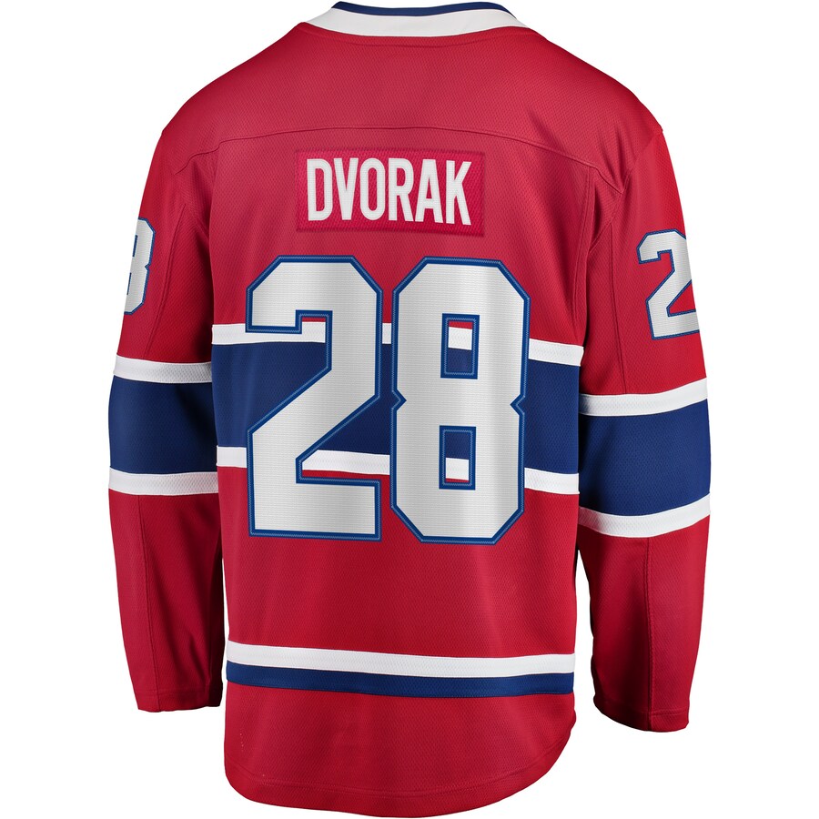 M.Canadiens #28 Christian Dvorak Fanatics Branded Home Breakaway Player Jersey Red Stitched American Hockey Jerseys - Main View