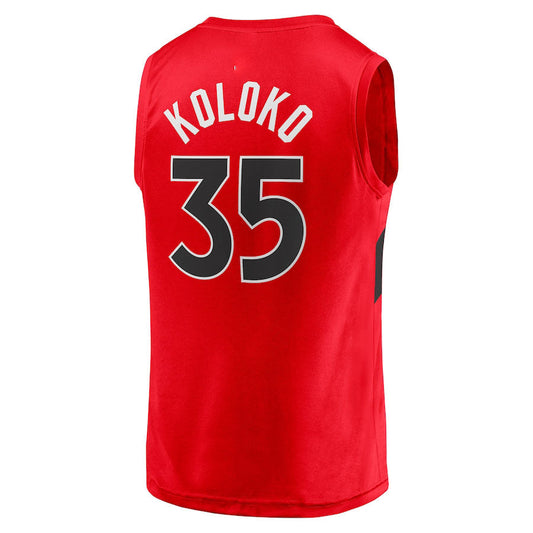 T.Raptors #35 Christian Koloko Fanatics Branded  Fast Break Replica Jersey Icon Edition Red Stitched American Basketball Jersey - Main View