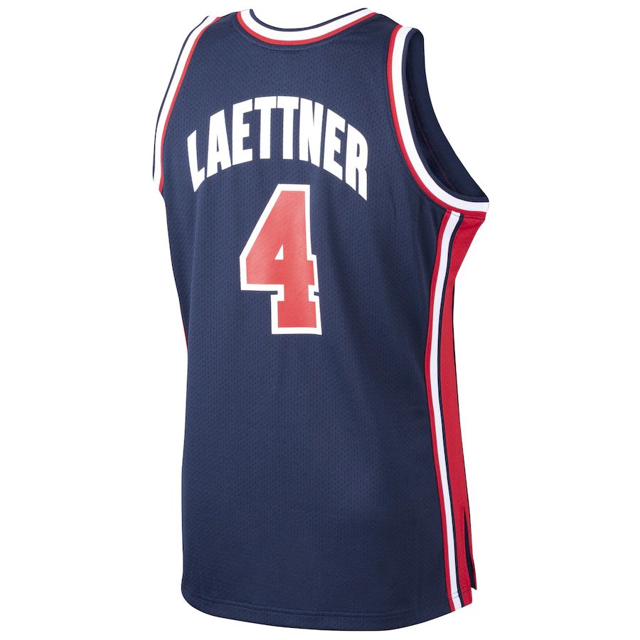 M.Timberwolves #4 Christian Laettner Basketball Mitchell & Ness Home 1992 Dream Team Authentic Jersey  Navy Stitched American Basketball Jersey - Main View