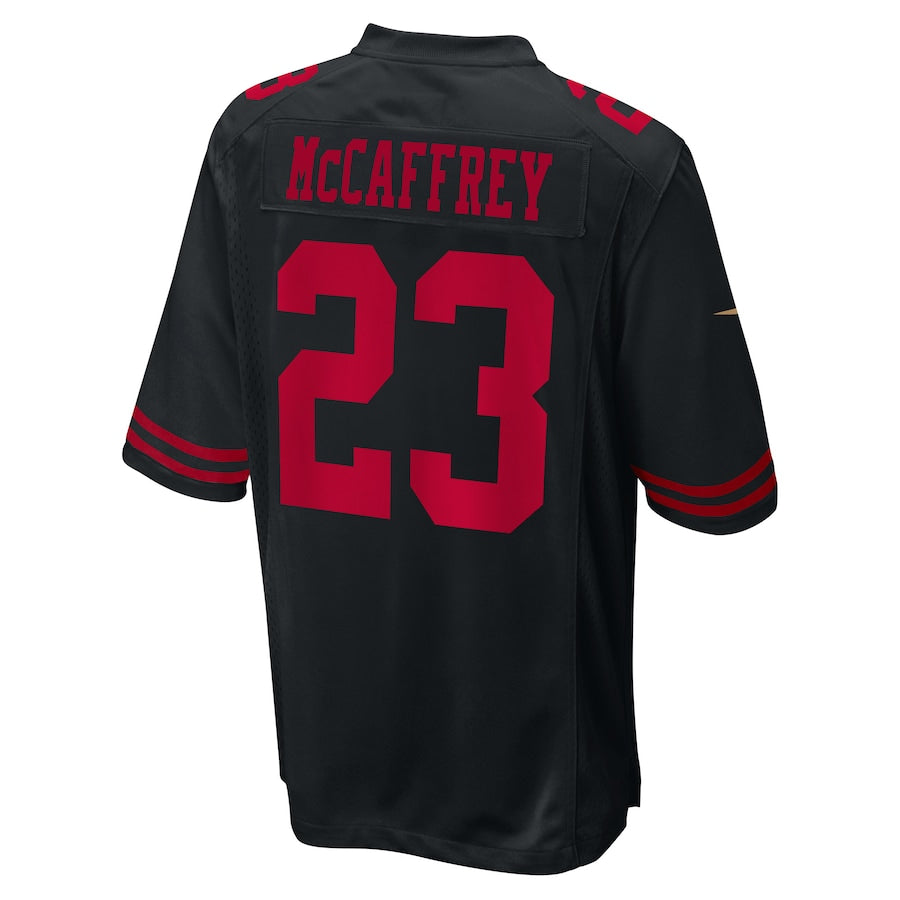 SF.49ers #23 Christian McCaffrey SFashion Game Jersey Black Stitched American Football Jerseys - Main View