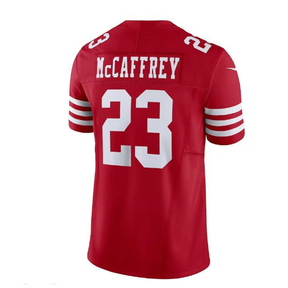 SF. 49ers #23 Christian McCaffrey Vapor F.U.S.E. Limited Jersey - Scarlet Stitched American Football Jersey - Main View