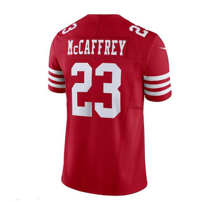 SF. 49ers #23 Christian McCaffrey Vapor F.U.S.E. Limited Jersey - Scarlet Stitched American Football Jersey - Main View