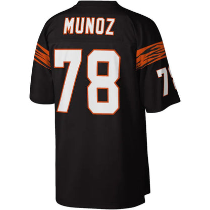 C.Bengals #78 Anthony Munoz Mitchell & Ness Black Legacy Replica Jersey Stitched American Football Jerseys - Main View