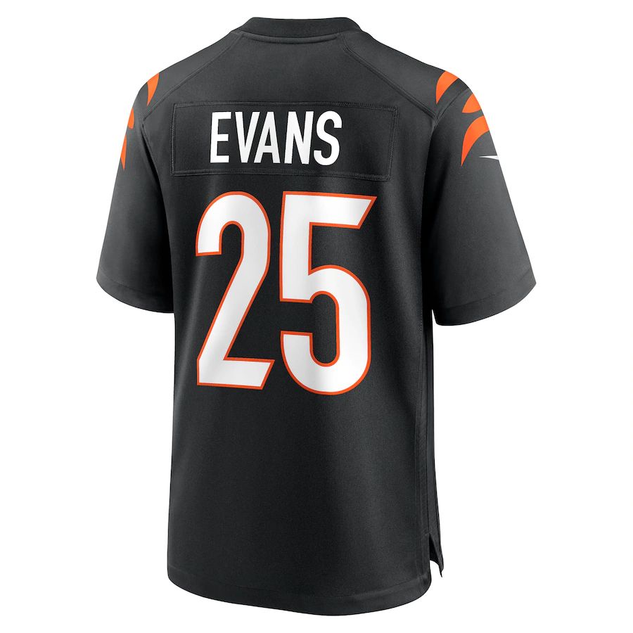 C.Bengals #25 Chris Evans Black Game Jersey Stitched American Football Jerseys - Main View