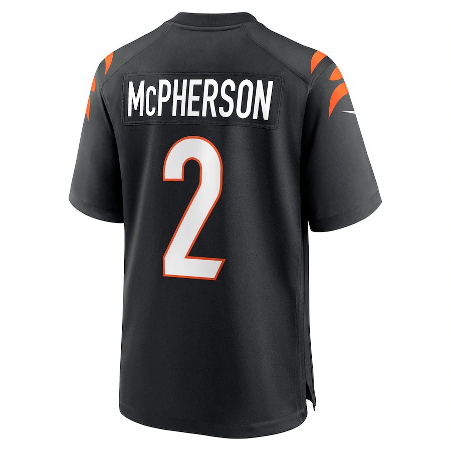 C.Bengals #2 Evan McPherson Black Game Jersey Stitched American Football Jerseys - Main View