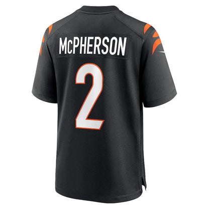 C.Bengals #2 Evan McPherson Black Game Jersey Stitched American Football Jerseys - Main View