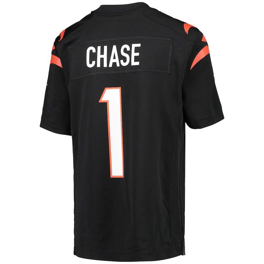 C.Bengals #1 Ja'Marr Chase Black Game Jersey Stitched American Football Jerseys - Main View