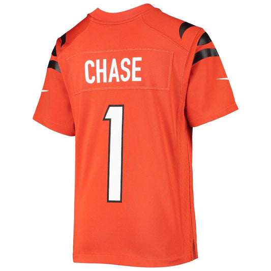 C.Bengals #1 Ja'Marr Chase Orange 2021 Draft First Round Pick Alternate Game Jersey Stitched American Football Jerseys - Main View