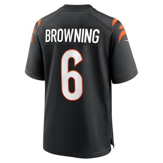 C.Bengals #6 Jake Browning Black Game Jersey Stitched American Football Jerseys - Main View