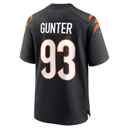 C.Bengals #93 Jeffrey Gunter Black Game Player Jersey Stitched American Football Jerseys - Main View