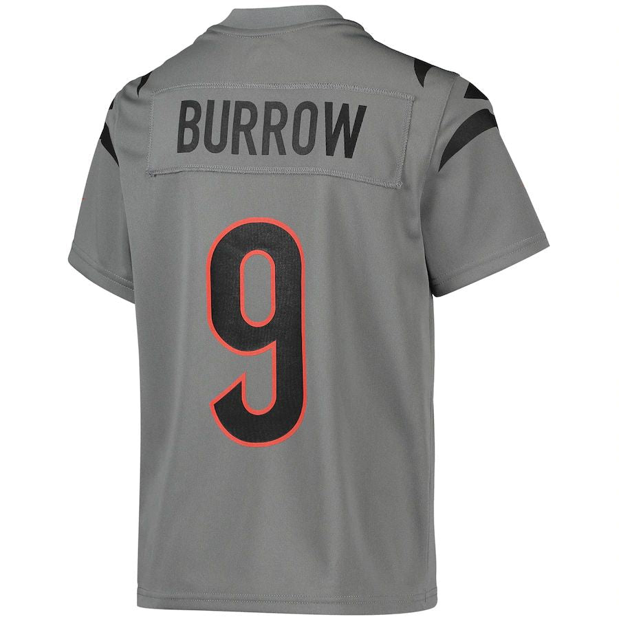 C.Bengals #9 Joe Burrow Gray Inverted Team Game Jersey Stitched American Football Jerseys - Main View