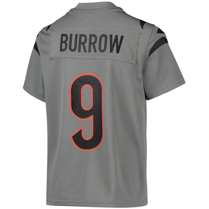 C.Bengals #9 Joe Burrow Gray Inverted Team Game Jersey Stitched American Football Jerseys - Main View