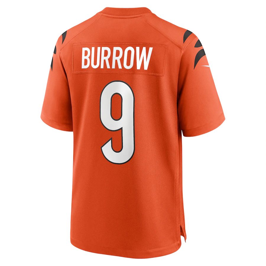 C.Bengals #9 Joe Burrow Orange Alternate Game Jersey Stitched American Football Jerseys - Main View