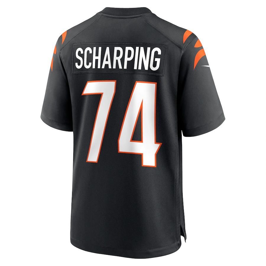 C.Bengals #74 Max Scharping Black Game Player Jersey Stitched American Football Jerseys - Main View