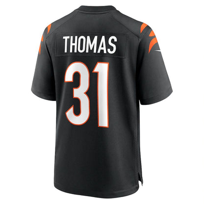 C.Bengals #31 Michael Thomas Black Game Jersey Stitched American Football Jerseys - Main View