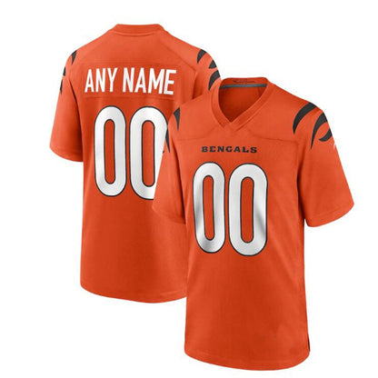 Custom C.Bengals Orange Alternate Game Jersey American Stitched Football Jerseys - Main View