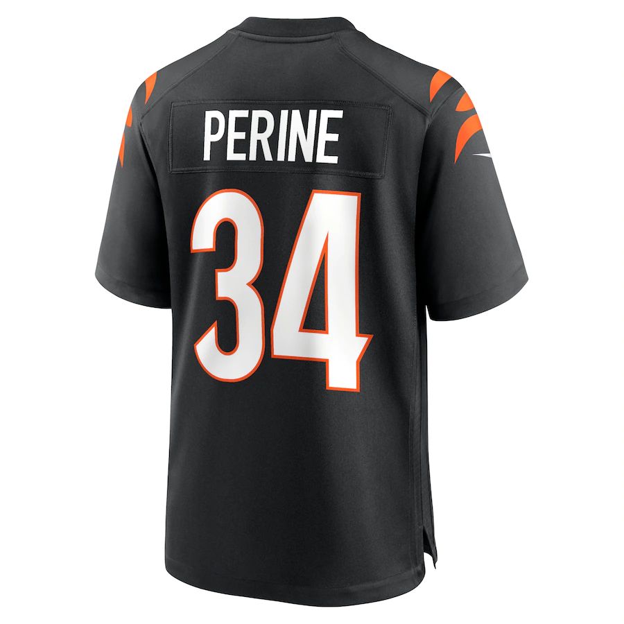 C.Bengals #34 Samaje Perine Black Game Jersey Stitched American Football Jerseys - Main View