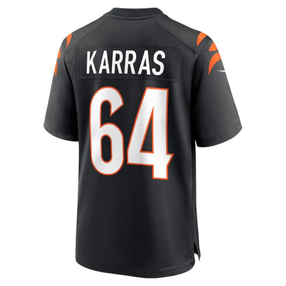 C.Bengals #64 Ted Karras Black Game Player Jersey Stitched American Football Jerseys - Main View