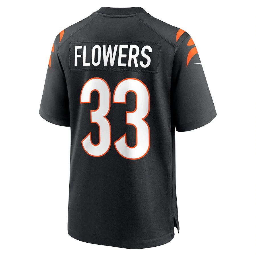 C.Bengals #33 Tre Flowers Black Game Jersey Stitched American Football Jerseys - Main View