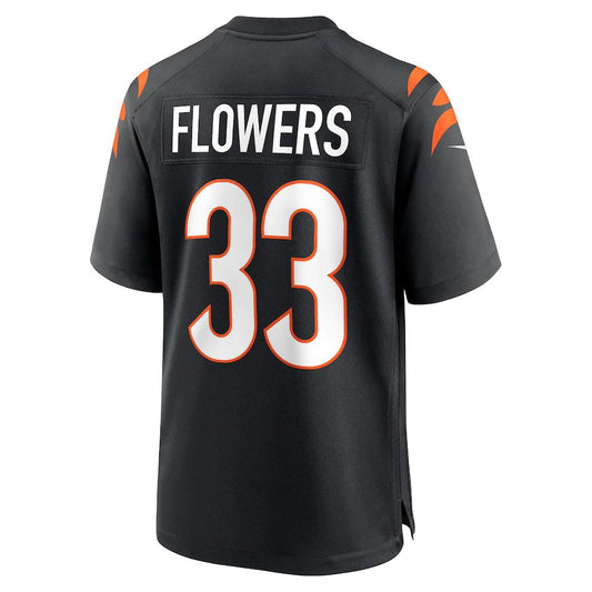 C.Bengals #33 Tre Flowers Black Game Jersey Stitched American Football Jerseys - Main View
