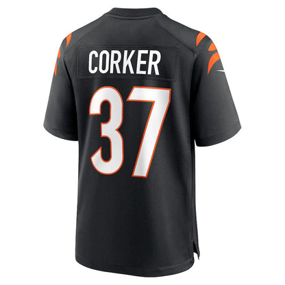 C.Bengals #37 Yusuf Corker Black Game Player Jersey Stitched American Football Jerseys - Main View