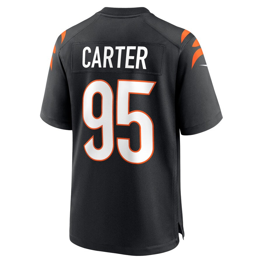 C.Bengals #95 Zach Carter Black Game Player Jersey Stitched American Football Jerseys - Main View