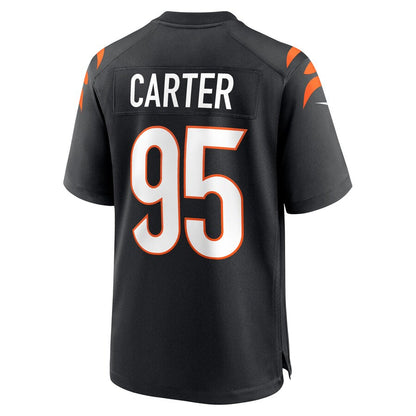 C.Bengals #95 Zach Carter Black Game Player Jersey Stitched American Football Jerseys - Main View