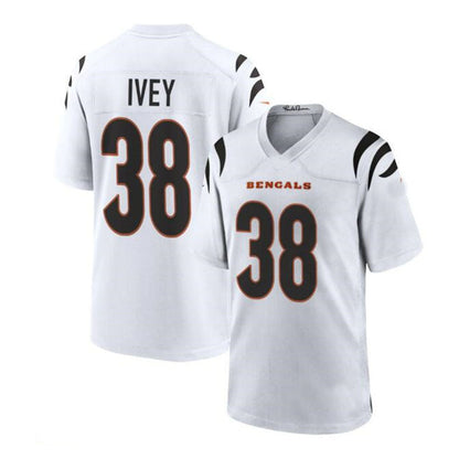 C.Bengals #38 DJ Ivey Game Jersey -White Stitched American Football Jerseys - Main View