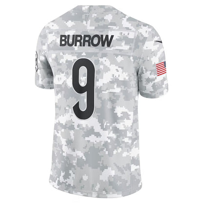 C.Bengals #9 Joe Burrow Arctic Camo 2024 Salute to Service Limited Stitched American Football Jerseys - Main View