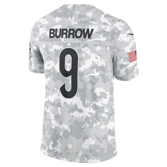 C.Bengals #9 Joe Burrow Arctic Camo 2024 Salute to Service Limited Stitched American Football Jerseys - Main View