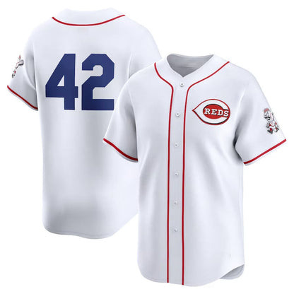 Cincinnati Reds 2024 #42 Jackie Robinson Day Home Limited Jersey – White Stitches Baseball Jerseys - Main View