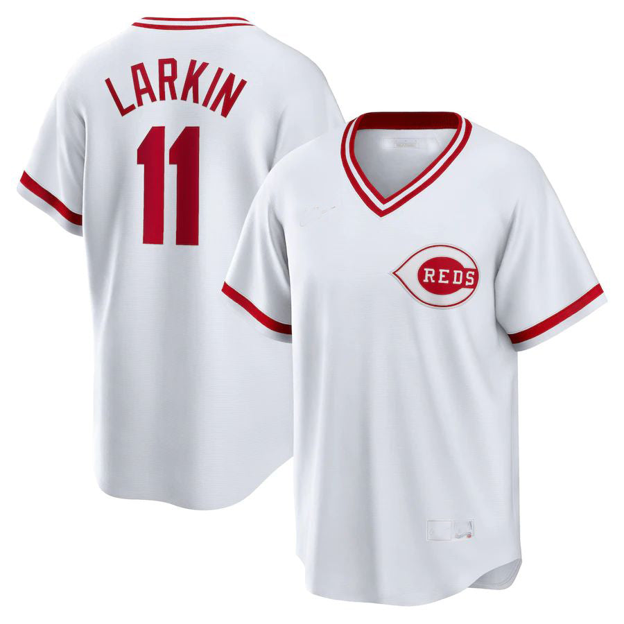 Cincinnati Reds #11 Barry Larkin White Home Cooperstown Collection Player Jersey Baseball Jerseys - Main View