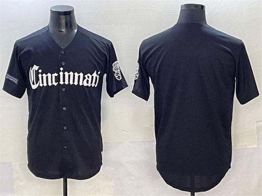 Cincinnati Reds Blank Black 'Gothic Queen City Edition' Vapor Premier Limited Stitched Baseball Jersey - Main View