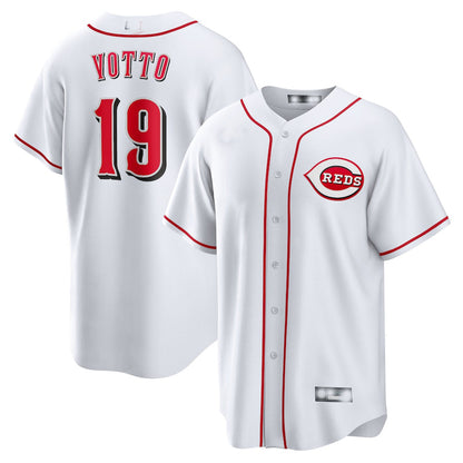 Cincinnati Reds #19 Joey Votto White Home Replica Player Name Jersey Baseball Jerseys - Main View