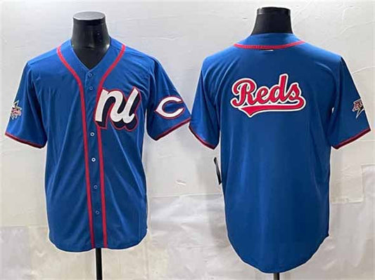 Cincinnati Reds National League Team Big Logo Blue 2025 All-Star Edition Limited Stitched Baseball Jersey - Main View