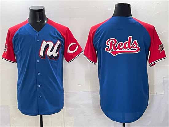 Cincinnati Reds National League Team Big Logo Blue Red Alternate 2025 All-Star Edition Limited Stitched Baseball Jersey - Main View