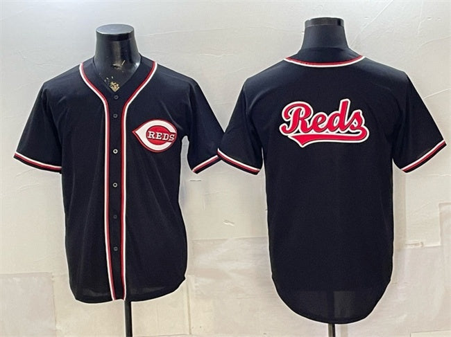 Cincinnati Reds Team Big Logo 2026 Fashion Replica Black Out Stitched Jersey - Main View
