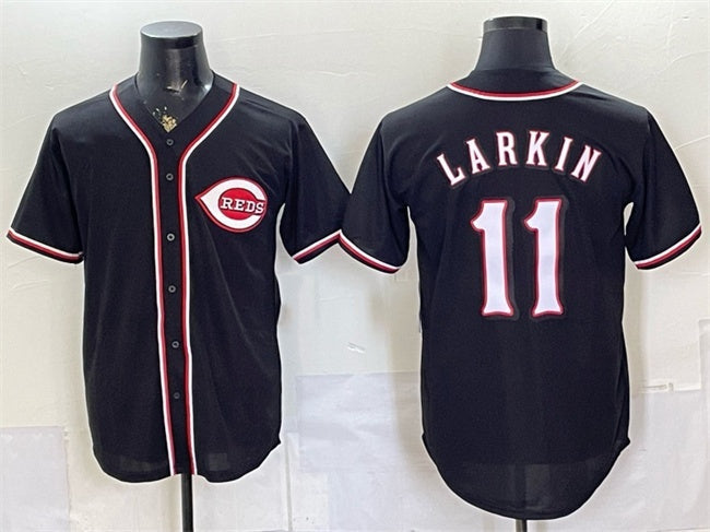 Cincinnati Reds #11 Barry Larkin 2026 Fashion Replica Black Out Stitched Jersey - Main View