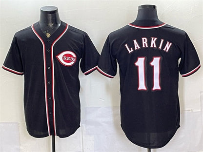 Cincinnati Reds #11 Barry Larkin 2026 Fashion Replica Black Out Stitched Jersey - Main View