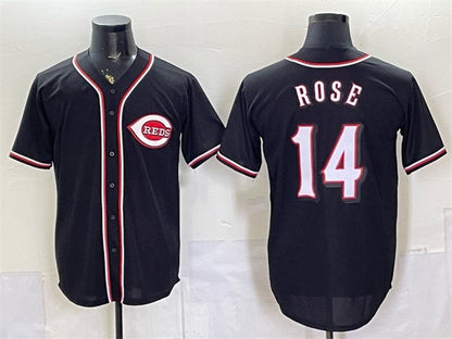 Cincinnati Reds #14 Pete Rose 2026 Fashion Replica Black Out Stitched Jersey - Main View