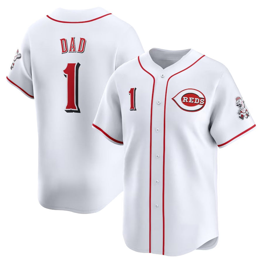 Cincinnati Reds #1 Dad Home Limited Jersey - White Stitched Baseball Jerseys - Main View