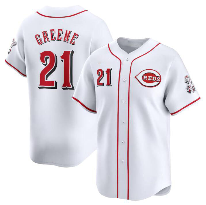 Cincinnati Reds #21 Hunter Greene White Home Limited Stitched Baseball Jersey - Main View