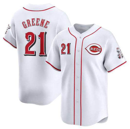 Cincinnati Reds #21 Hunter Greene White Home Limited Stitched Baseball Jersey - Main View