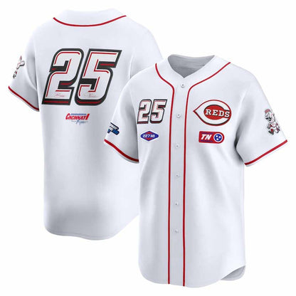 Cincinnati Reds #25 White 2025 Speedway Classic Home Limited Stitched Baseball Jersey - Main View