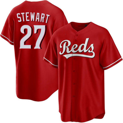 Cincinnati Reds #27 Sal Stewart Red Alternate Stitched Baseball Jersey - Main View