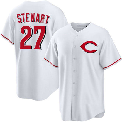 Cincinnati Reds #27 Sal Stewart White Alternate Stitched Baseball Jersey - Main View