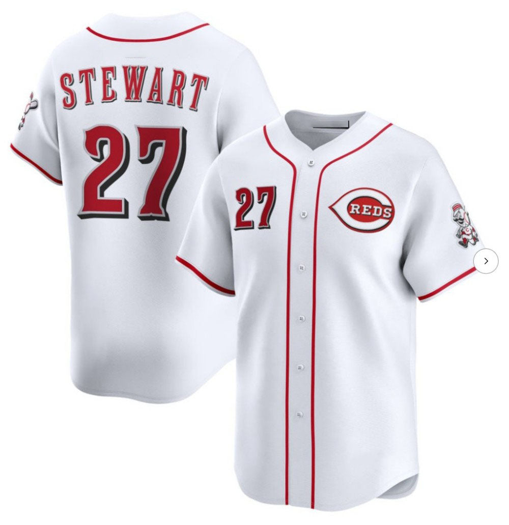 Cincinnati Reds #27 Sal Stewart White Home Limited Stitched Baseball Jersey - Main View