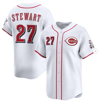 Cincinnati Reds #27 Sal Stewart White Home Limited Stitched Baseball Jersey - Main View